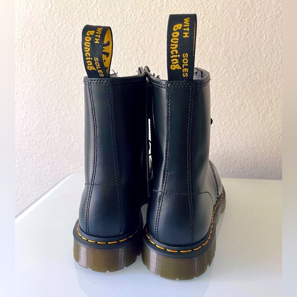 DR MARTENS 1460 Extreme Laces Polished Smooth Leather Black Boots - Picture 6 of 16